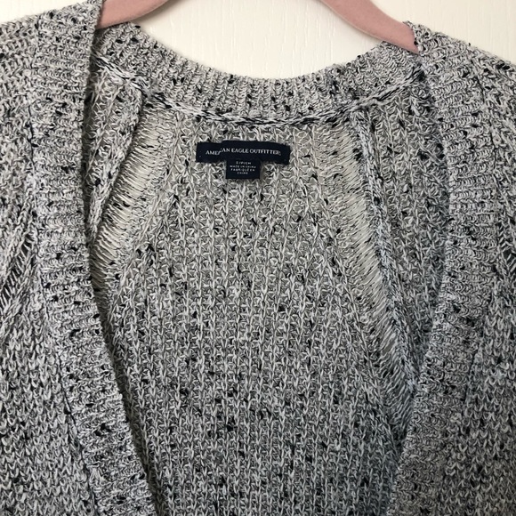 American Eagle Grey and Black Lace-Up Cardigan - Picture 12 of 15